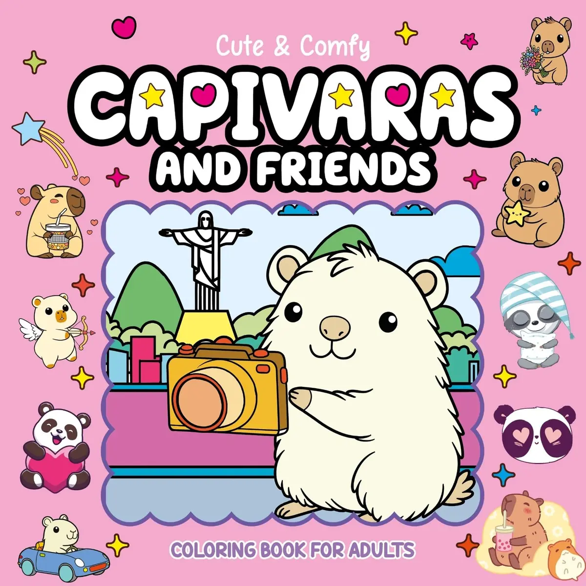 Cute & Comfy Coloring Book for Adults - Capivaras and Friends - Livro de Colorir Adulto - 1