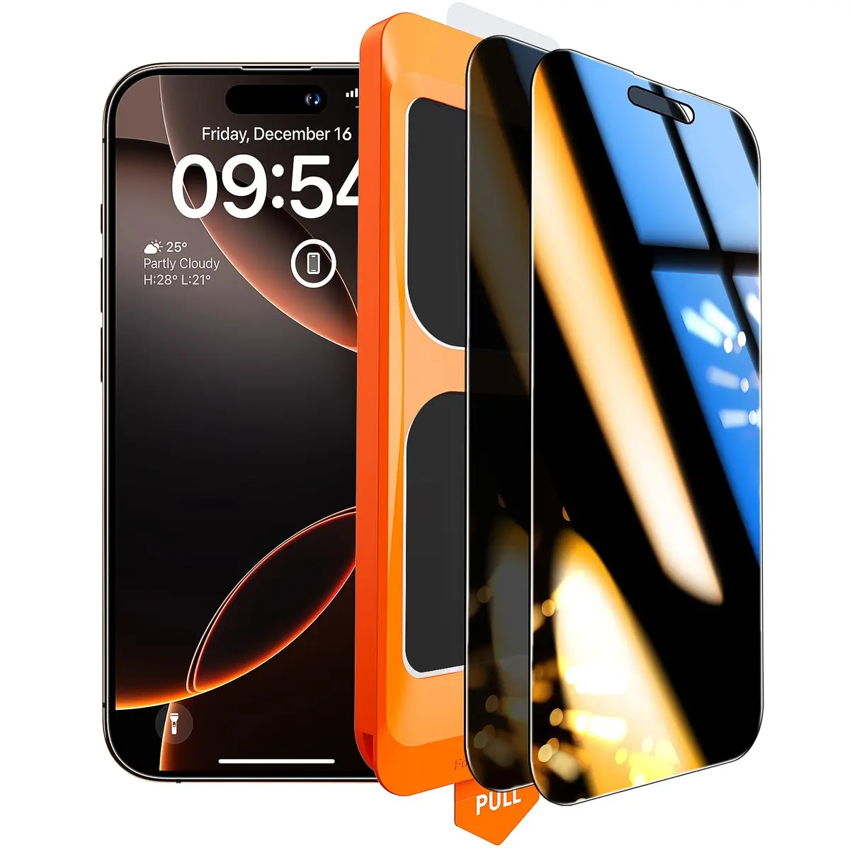 TOCOL Película Privacidade para iPhone 16 Pro Max 6.9", Instalação Fácil | Anti-espião 25°, Vidro Temp 9H+, Proteção Militar Anti-estilhaço de 8 Pés, Cobertura Total das Bordas, Anti-risco, 2 Unid