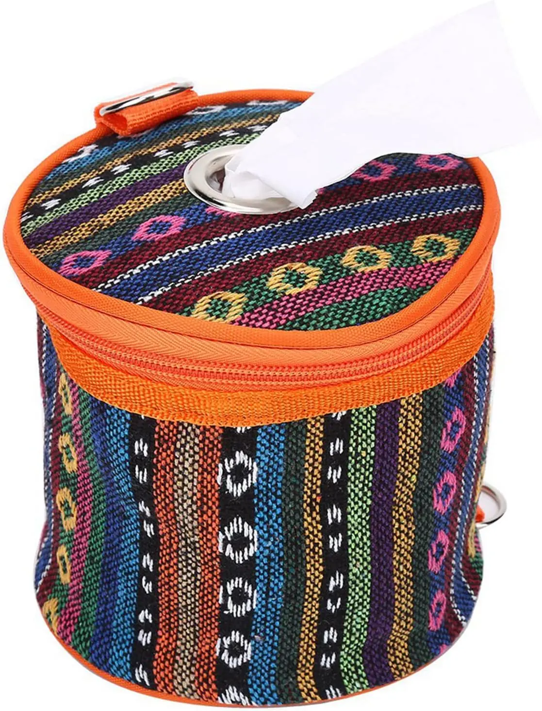 Porta Papel Higiênico Portátil Dobrável com Gancho – Case de Tecido Impermeável para Camping, Casa e Escritório – Estampa Étnica, Poliéster Resistente, Leve e Compacto - 1