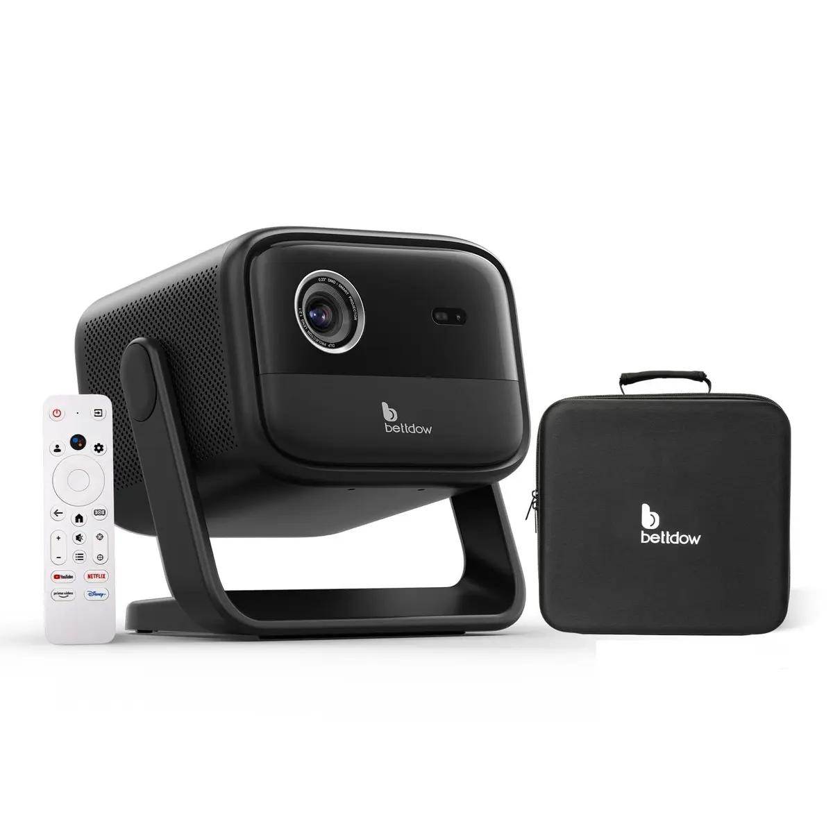 Bettdow Projetor DLP AC1095 4k 8k 600 ANSI Hd 1080p Google TV Android 11 | Smart Projetores Portatil WiFi6 BT5.0 NFC, Auto Correção Trapezoidal, Foco TOF, Bateria integrada de 20800mAh