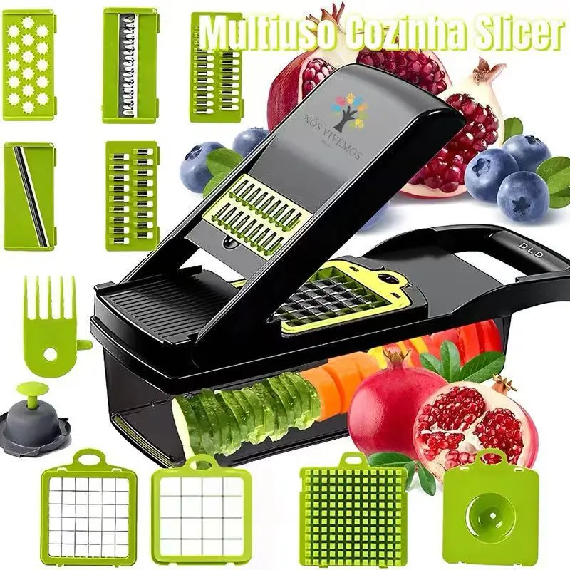 Fatiador Ralador 16 em 1 Profissional de Cozinha em Aço Inoxidável Multifuncional para Legumes Frutas e Verduras - 1