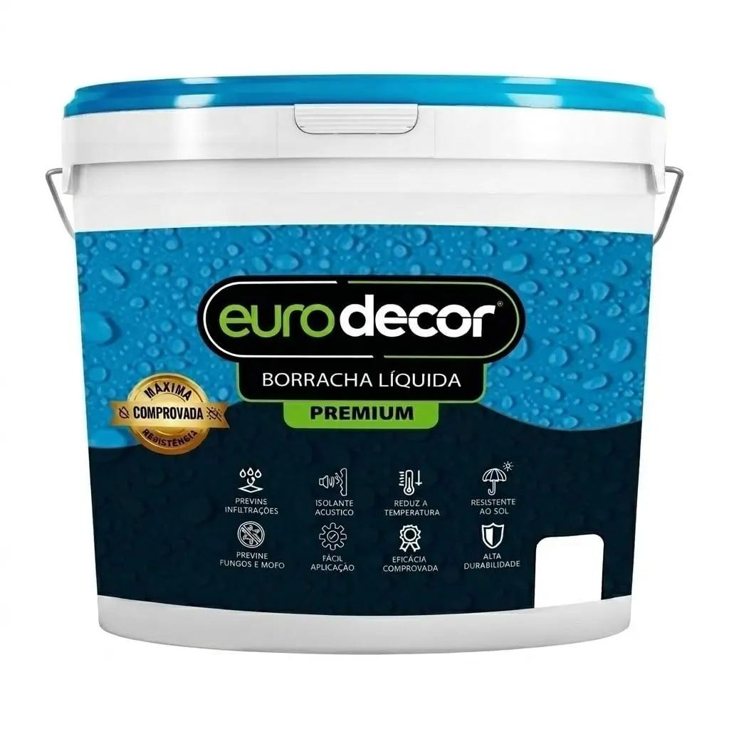 Borracha Líquida Manta Impermeável Premium Euro Decor 18KG Tinta Emborrachada Flexível (Areia)