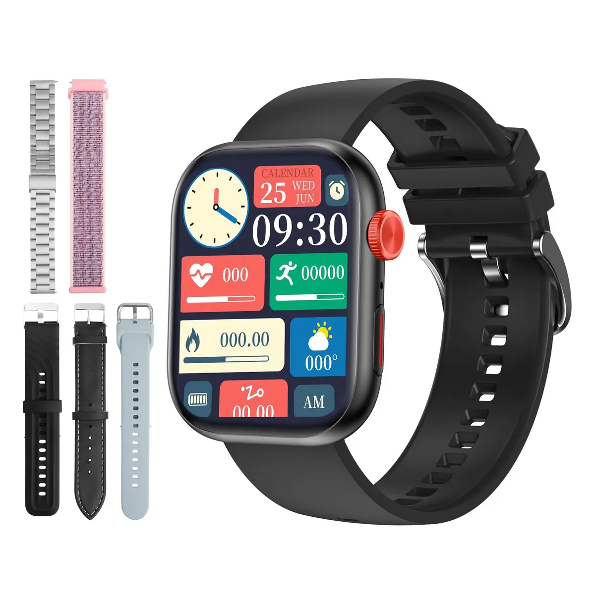 Relógio Inteligente FB047 1.83" TFT com 5 Pulseiras Intercambiáveis, IP68 à Prova d'Água, Bluetooth, 100+ Modos Esportivos, 37g Leve, para Homem Mulher