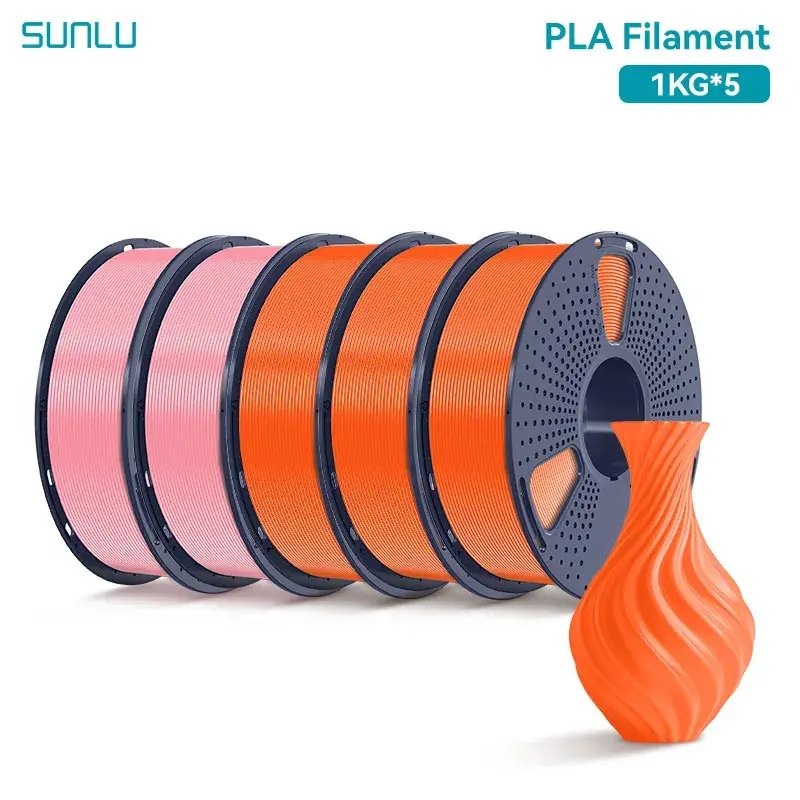 Filamento PLA SUNLU 5KG para Impressora 3D 1.75mm, Enrolado com Precisão, Compatível com a Maioria das Impressoras 3D FDM, Bobina de 1kg (2.2lbs)