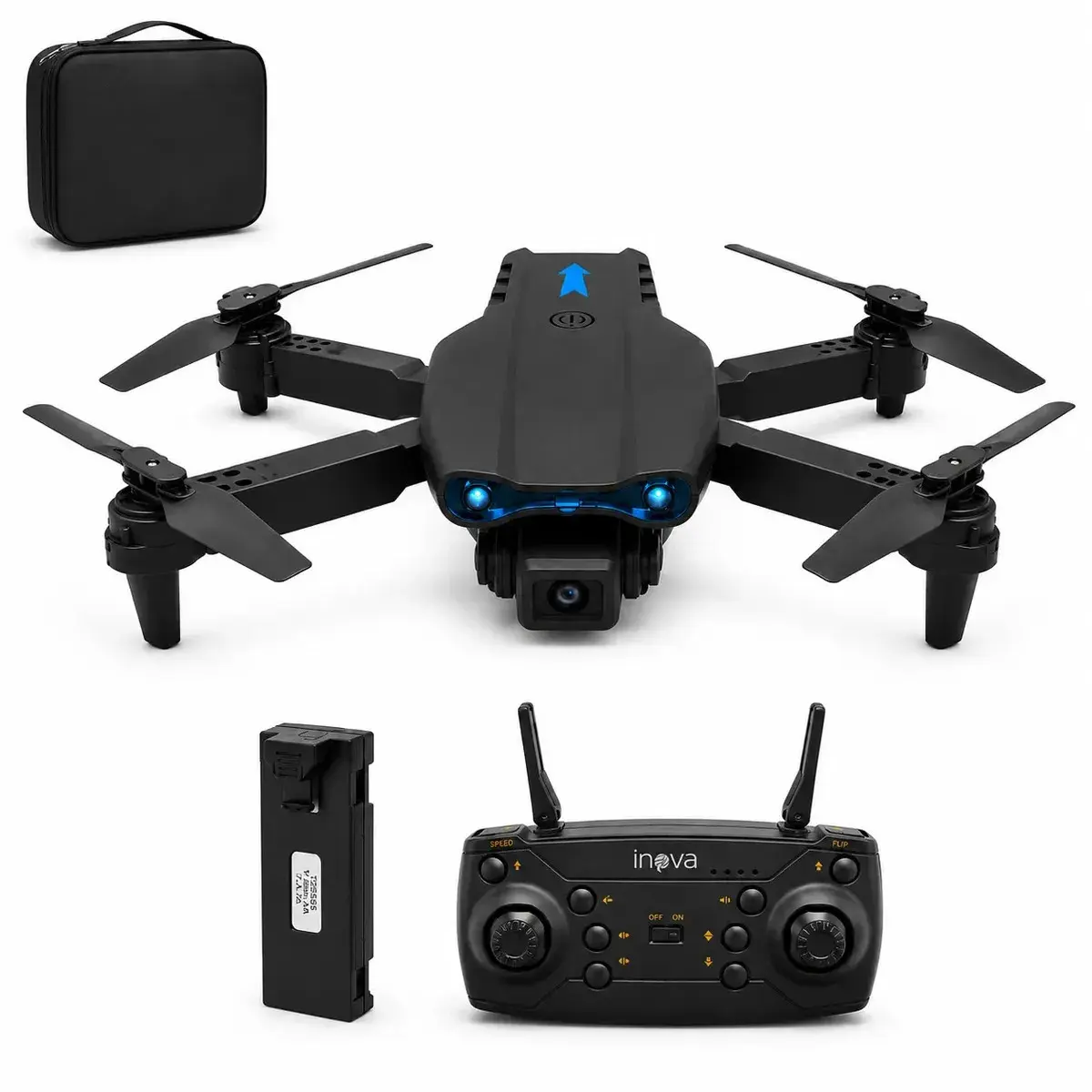 Drone E99 Câmera Dual 4k Sensor Obstaculos Manobras Com Controle Remoto Fpv Estabilidade Estavel 1 Bateria 10 minutos Preto - 1
