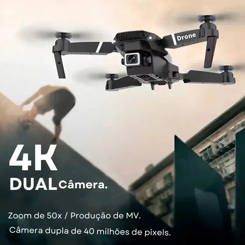 Drone E99 Câmera Dual 4k Sensor Obstaculos Manobras Com Controle Remoto Fpv Estabilidade Estavel 1 Bateria 10 minutos Preto thumbnail 9