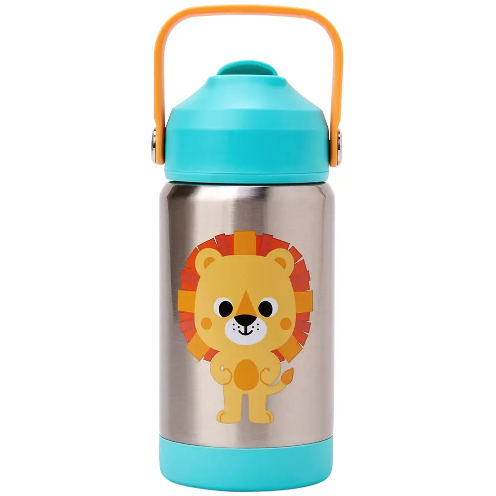 Buba Garrafinha Térmica Zoo Leão, Aço Inoxidável com Canudo de Silicone, 360 ml, Parede Dupla, Infantil - 1