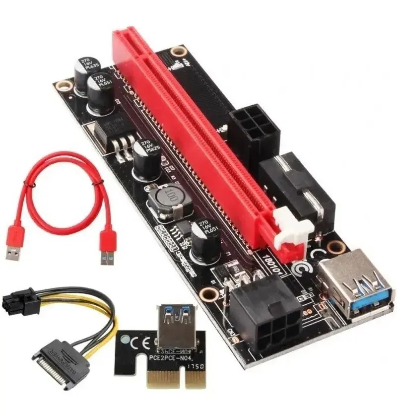 Placa Riser Pci-e Ver 009s Usb 3.0 Extensor Leds Mineração Cor Vermelho 3