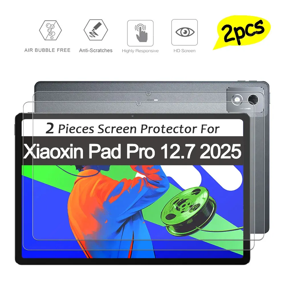 2 peças hd protetor de tela à prova de riscos vidro temperado para lenovo xiaoxin pad pro 12.7 2025 tablet filme duro de revestimento de óleo - 1