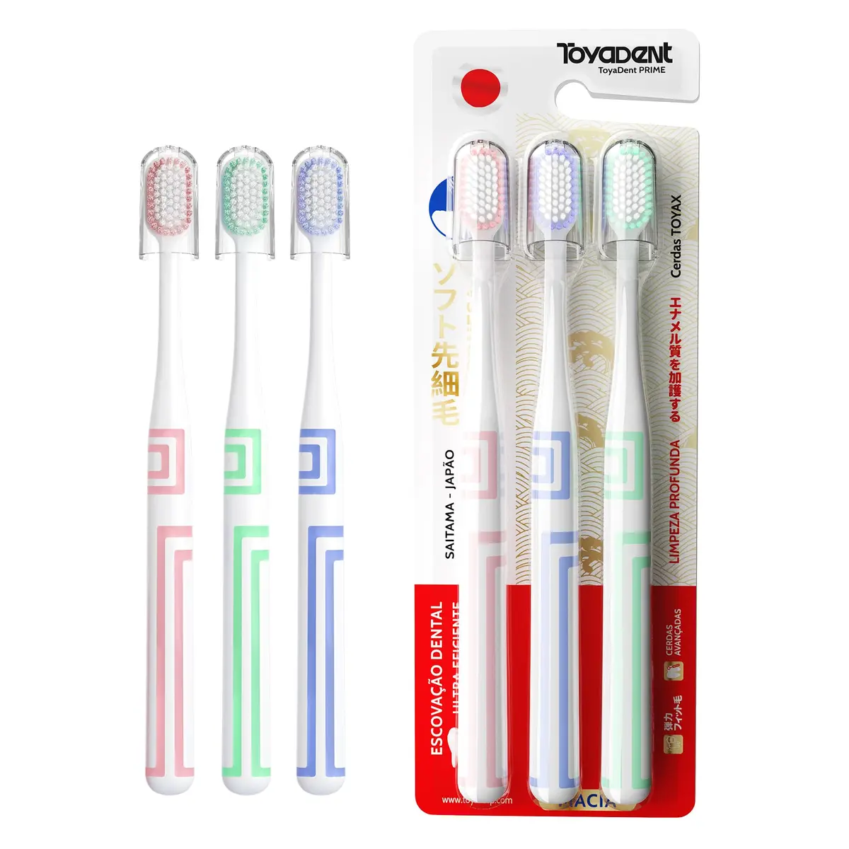 TOYADENT Escova de Dente para Adultos, Kit com 3 Unidades, Cerdas Macias | Para Viagem, Cores Variadas, Proteção Gengival - 1