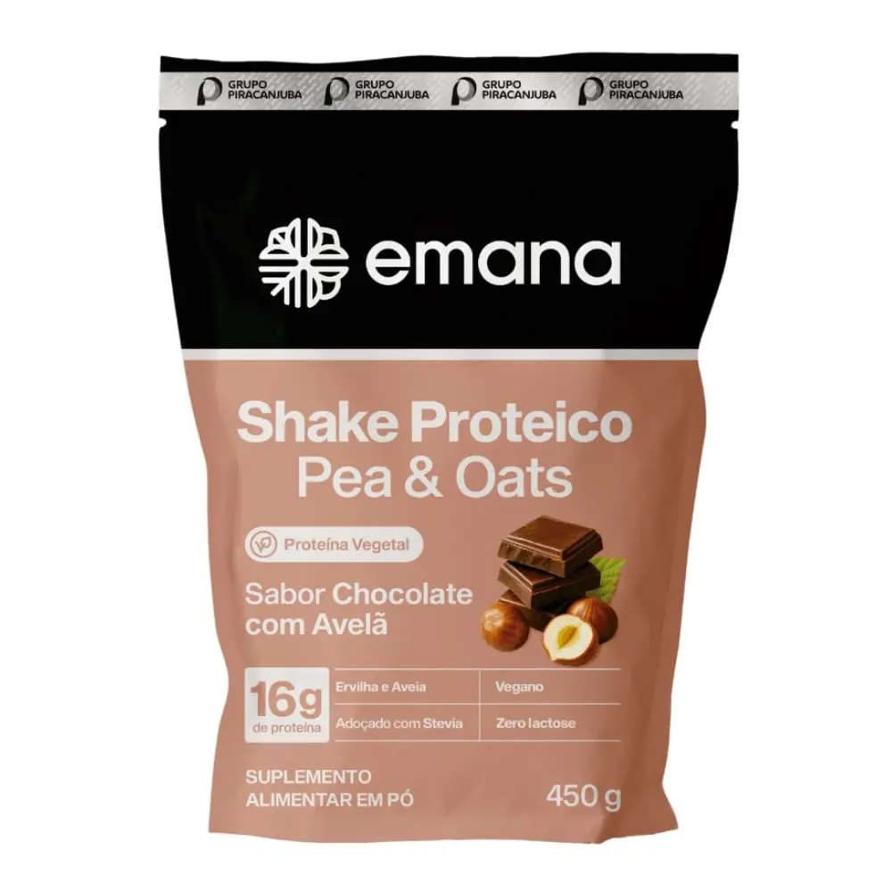 Emana Suplemento Alimentar em pó Shake Proteico Vegetal Sabor Chocolate com Avelã - 450g - 1