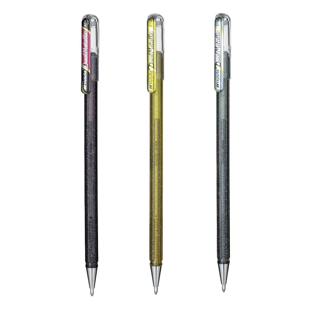 Pentel Caneta Gel Hybrid Dual Metallic 0.8mm Kit com 3 Cores SM/K110-AXZ - 1
