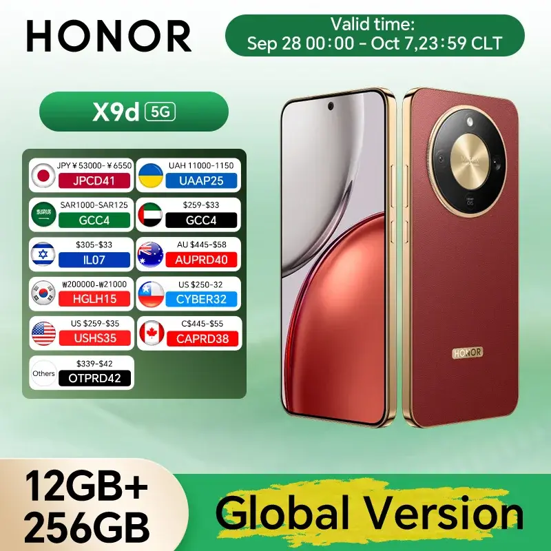 Versão Global Original HONOR X9d 12GB+256GB Smartphone 5G Tela de 6.79'' 120Hz Câmera AI de 108MP 8300 mAh Carregamento Super Rápido de 66W