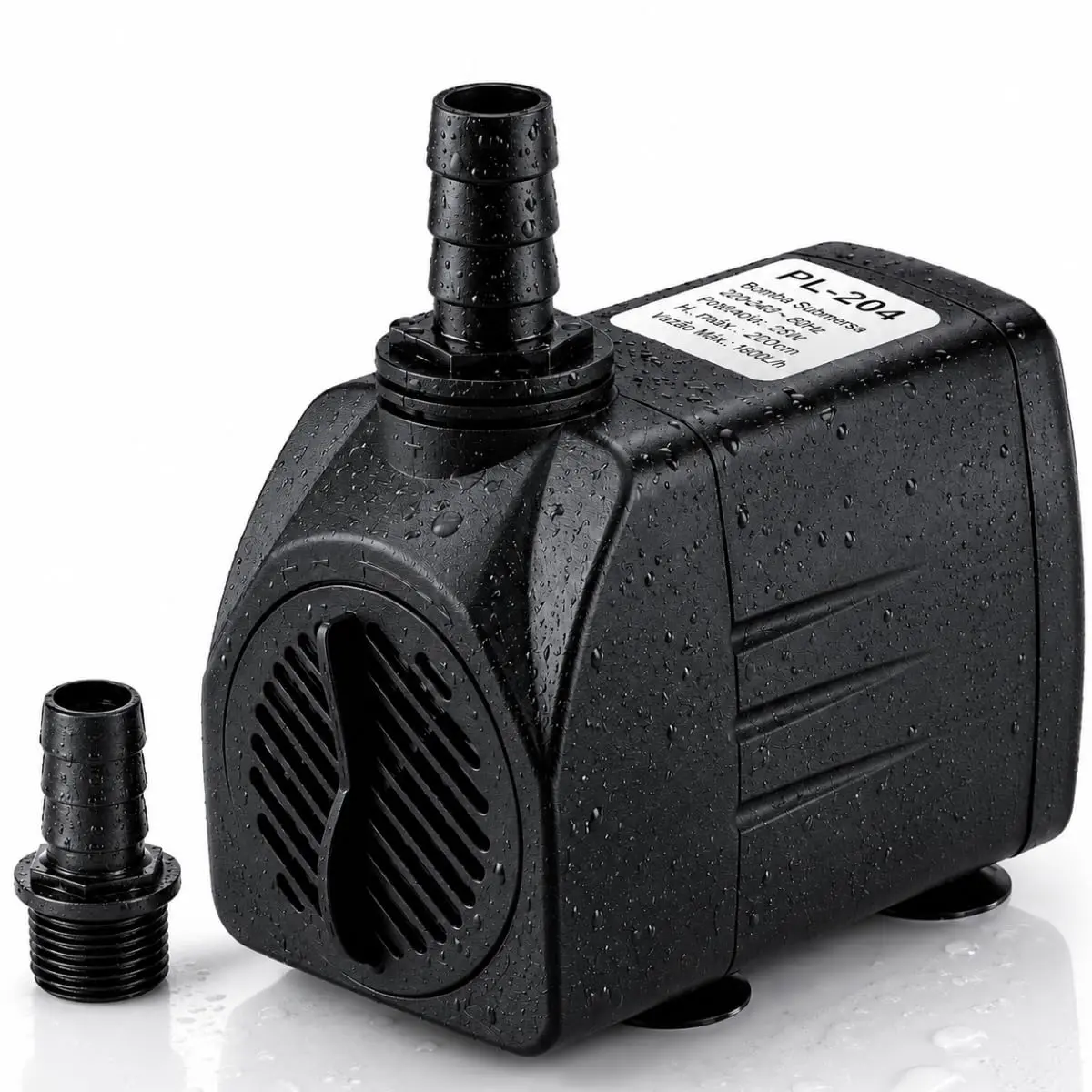 Bomba Submersa PL-204 para Aquários e Fontes - 2000 L/H, Silenciosa, Ideal para Uso Contínuo (110v)
