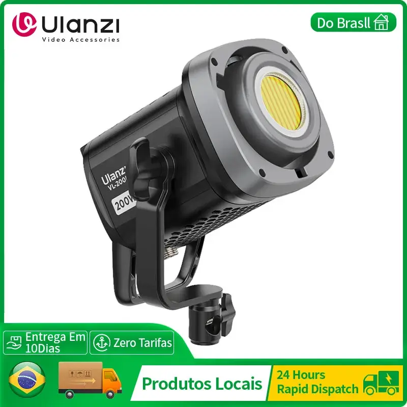Ulanzi VL-200Bi 200W V-Mount Luz bicolor Luz de preenchimento COB Luz de vídeo Luz de controle remoto Montagem Bowens com ventilador de resfriamento