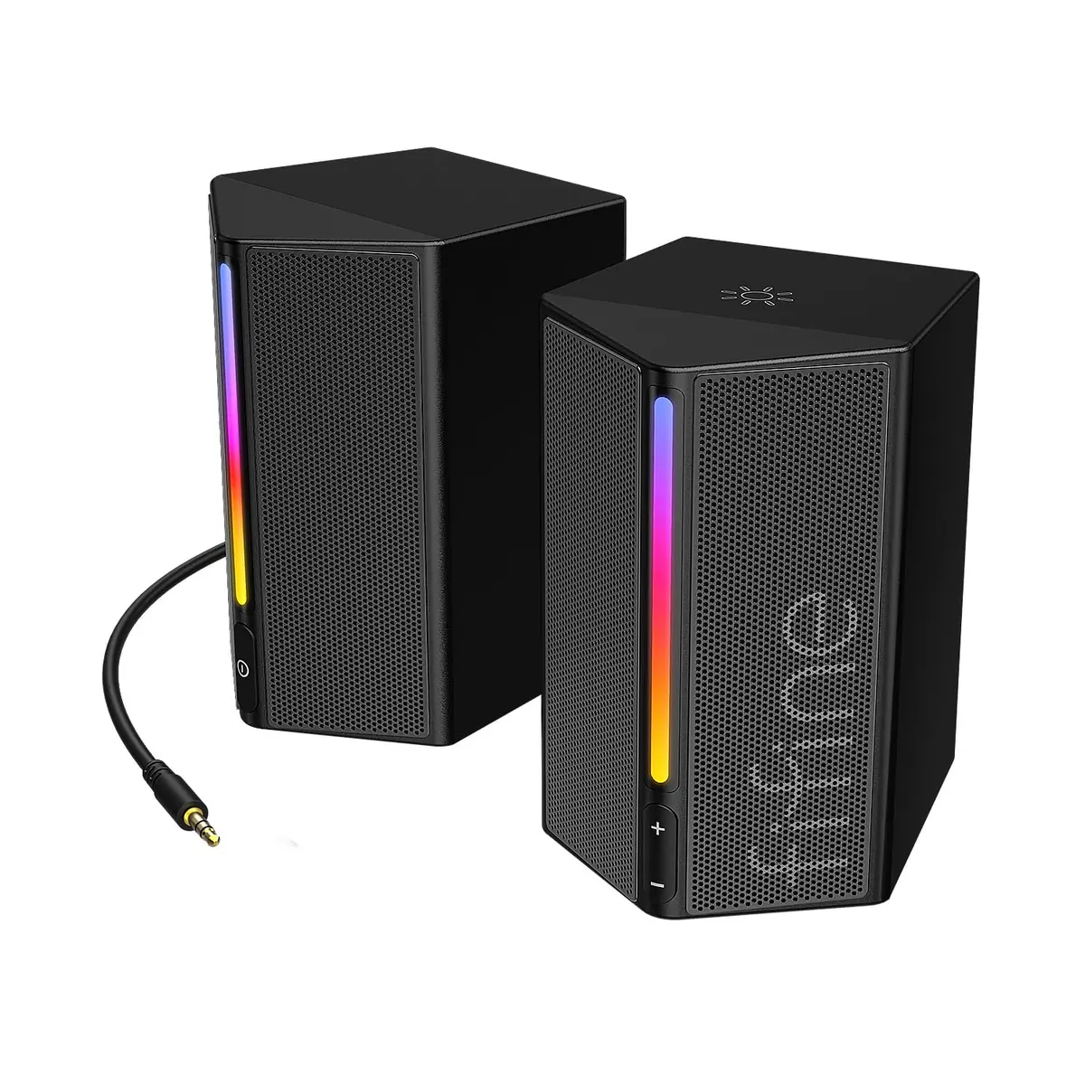 FIFINE A20 Alto-falantes para computador,para PC desktop | Alto-falantes RGB para Jogos alimentados por USB com conector de 3,5 mm para laptop, monitor, telefone, tablet