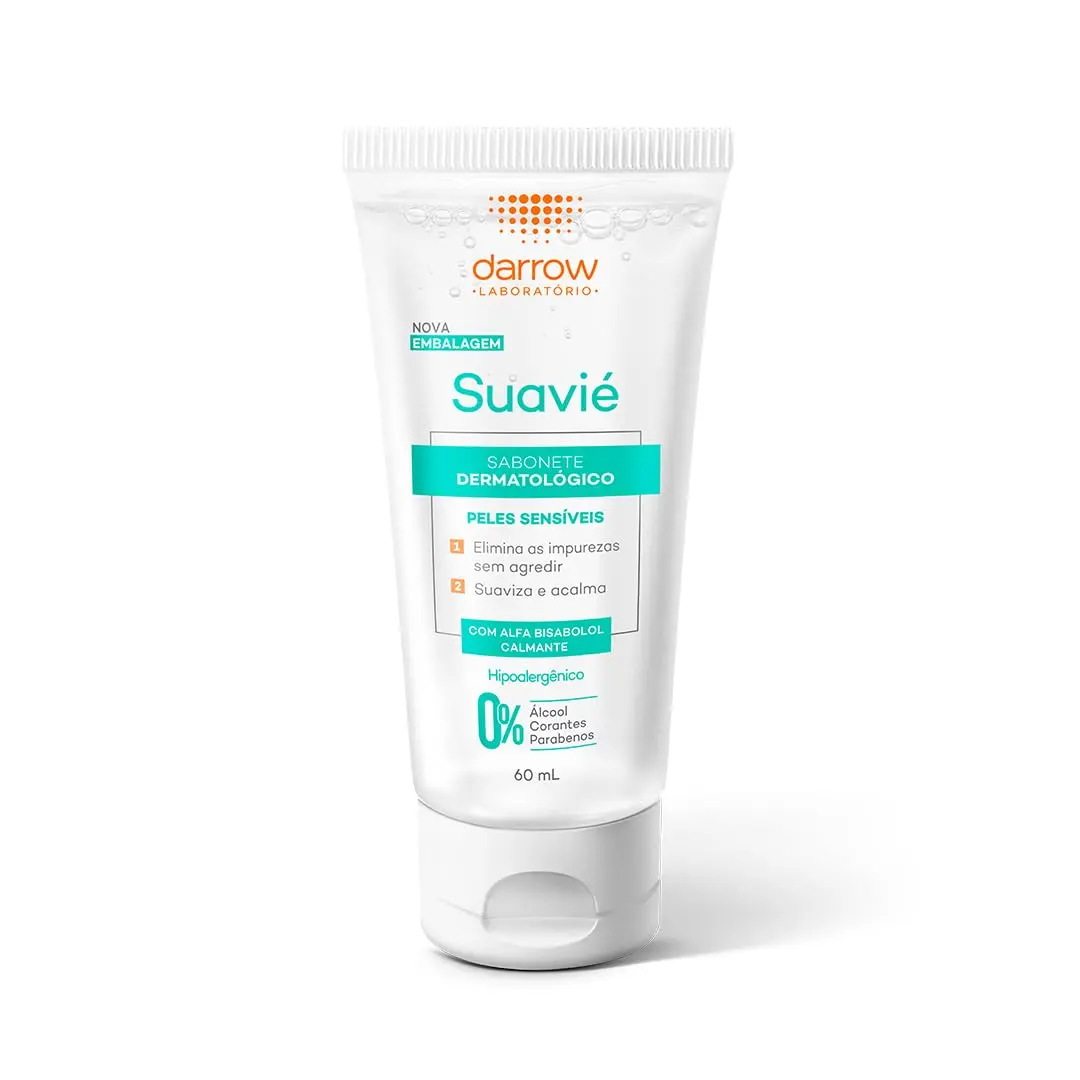 Sabonete Facial Líquido Darrow Suavié, Peles Sensíveis, 60ml | Peles Secas, Limpa sem Ressecar, Acalma, Hidrata