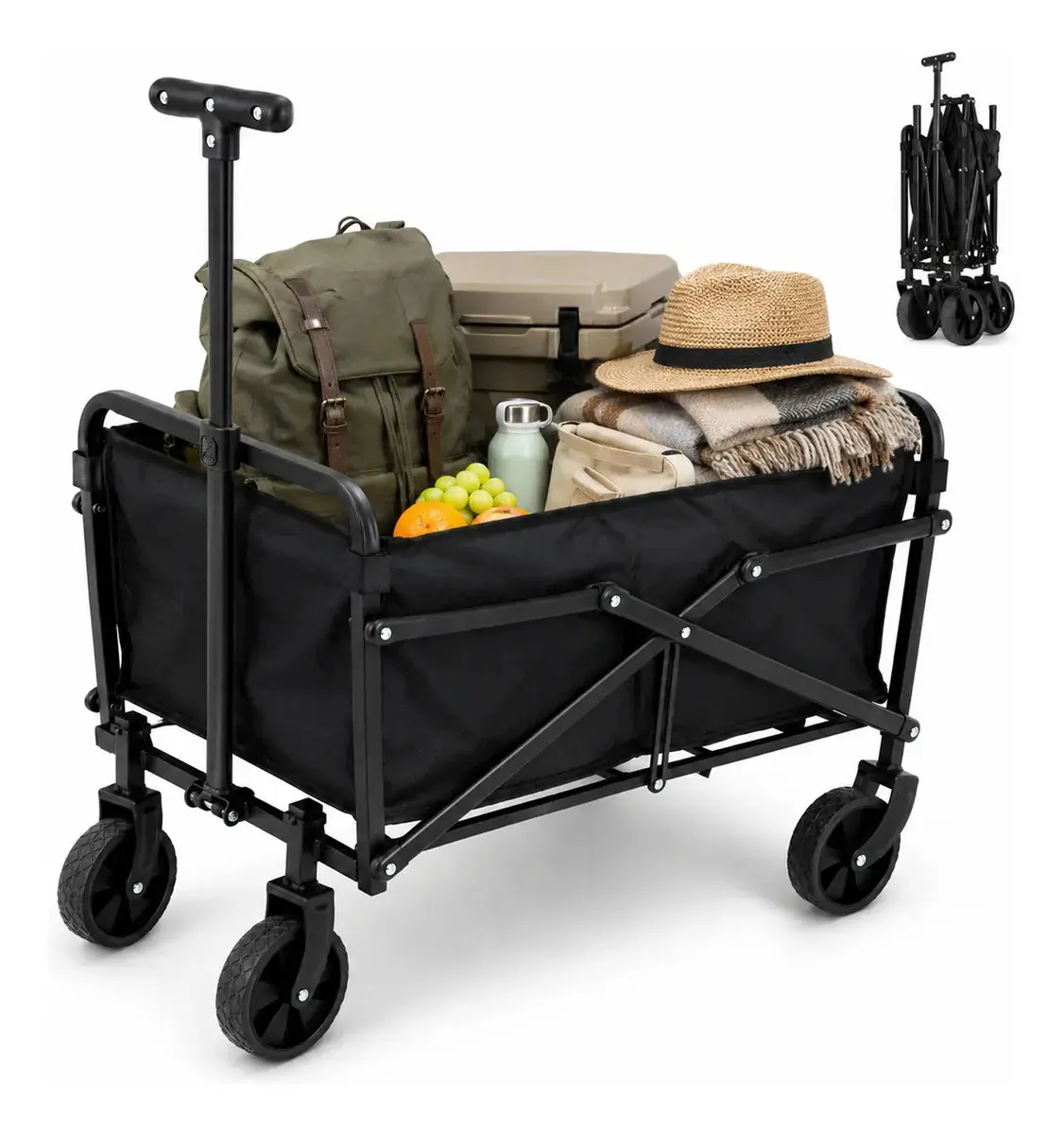 Carrinho Dobrável Multiuso 100kg 50l, Carrinho De Camping Praia Feira Compras Com Rodas, Wagon Utilitário Para Transporte Piquenique