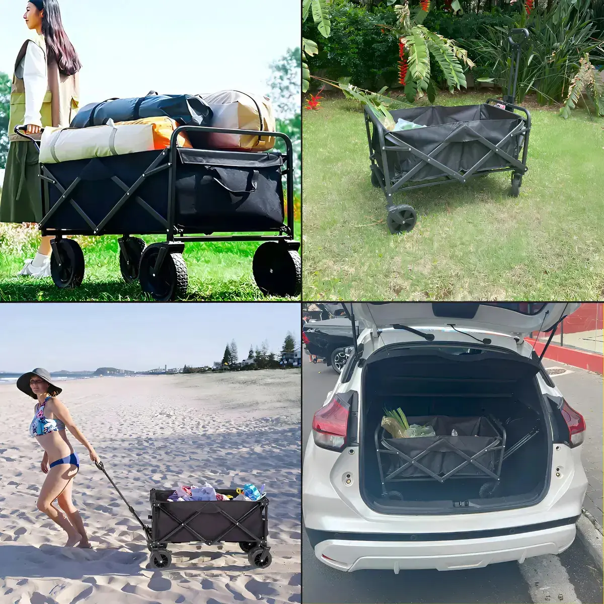 Carrinho Dobrável Multiuso 100kg 50l, Carrinho De Camping Praia Feira Compras Com Rodas, Wagon Utilitário Para Transporte Piquenique thumbnail 2