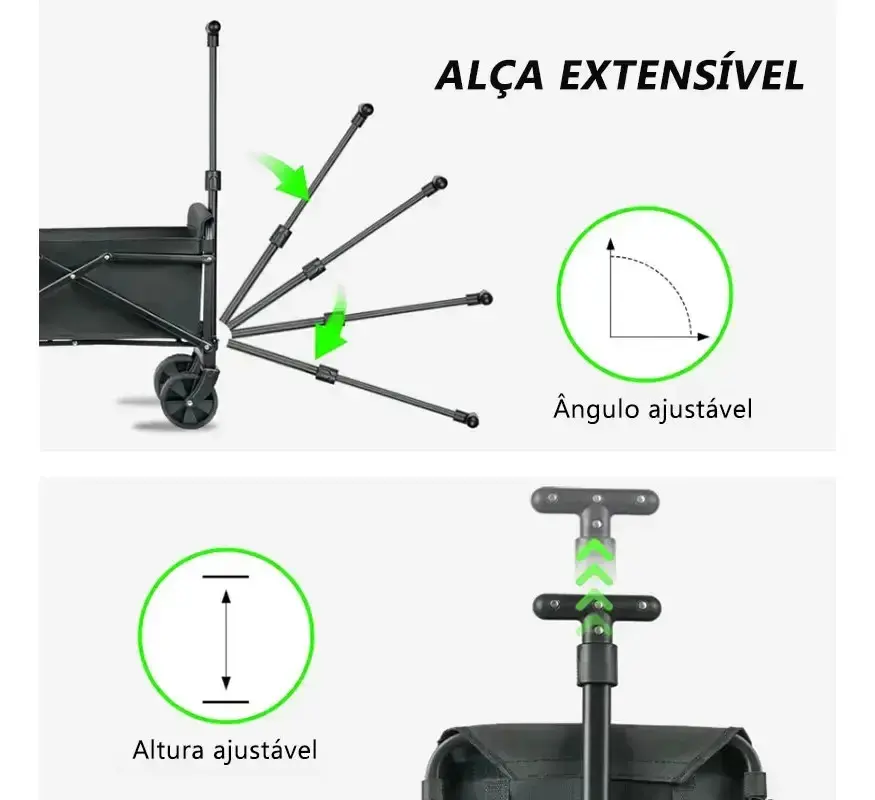 Carrinho Dobrável Multiuso 100kg 50l, Carrinho De Camping Praia Feira Compras Com Rodas, Wagon Utilitário Para Transporte Piquenique thumbnail 4
