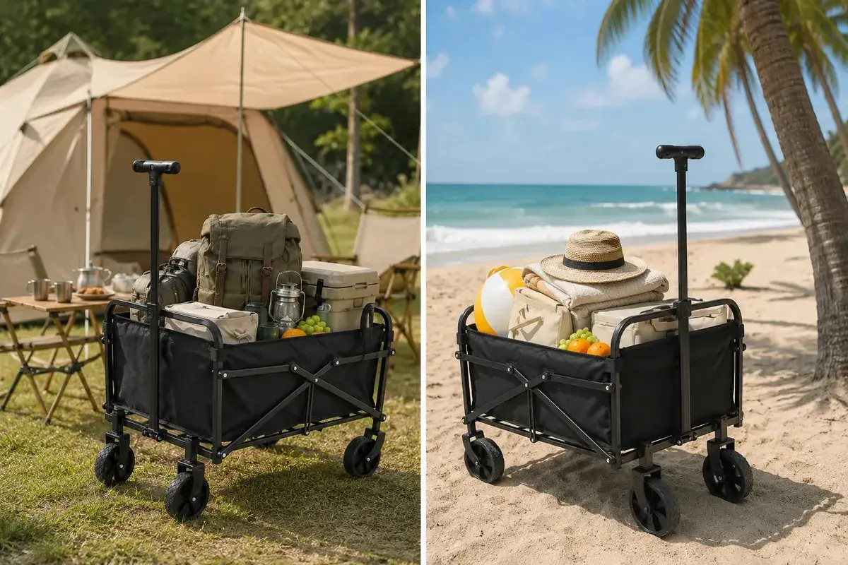 Carrinho Dobrável Multiuso 100kg 50l, Carrinho De Camping Praia Feira Compras Com Rodas, Wagon Utilitário Para Transporte Piquenique thumbnail 10