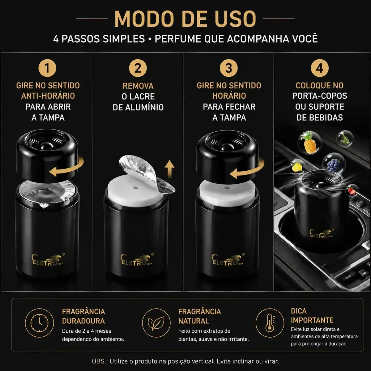 Eletro-aromatizador De Carro Premium Perfume Sólido Duradouro | Elimina Odores E Deixa O Carro Cheiroso Cor Uva Fragrância Uva thumbnail 7