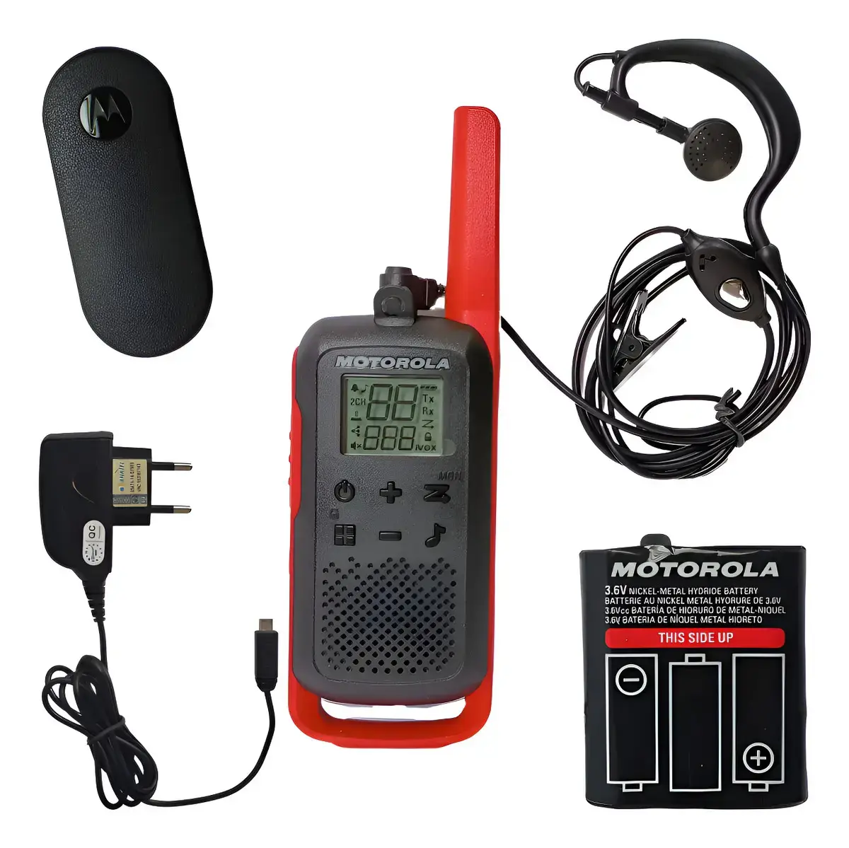 Radio Motorola T210br + Carregador V8 Reposição +fone P1 Preto Uhf