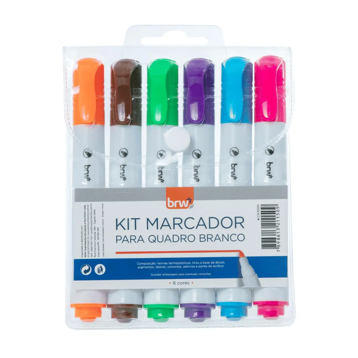 MARCADOR QUADRO BRANCO BRW 6UN BLIST