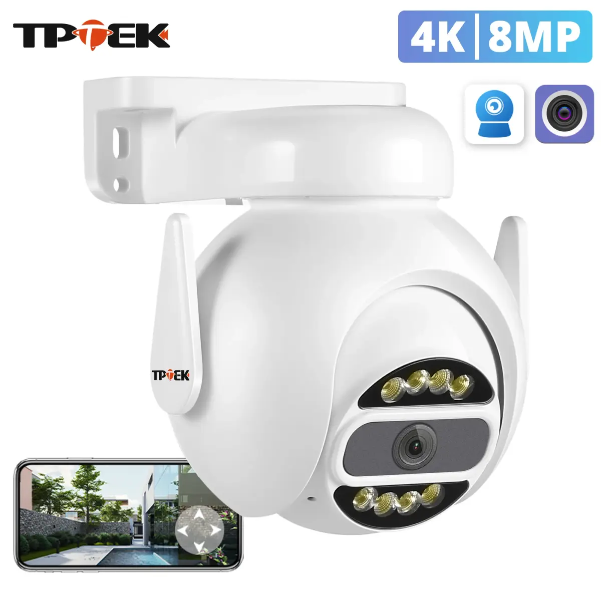 Câmera de vigilância de segurança ptz, 8mp, 4k, wi-fi, ip, 5mp, 4mp, wi-fi, cctv, rastreamento de movimento, visão noturna colorida, camhi camhipro cam