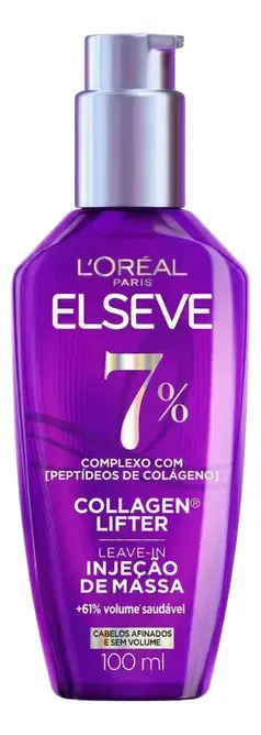 L'oréal Paris Elseve Collagen Lifter Leave-in Sérum Capilar Para Cabelos Finos Injeção de Massa com Peptídeos de Colágeno Aumenta o Volume em 61% e Encorpa os Fios por 72h 100ml - 1