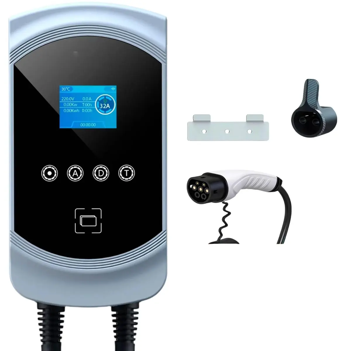 Carregador Portátil para Carro Elétrico, 7,6KW 32A 85-264V Tipo 2, Cabo 5M, Carregamento Interno/Externo, Carregador EV Tipo 2 para Carros