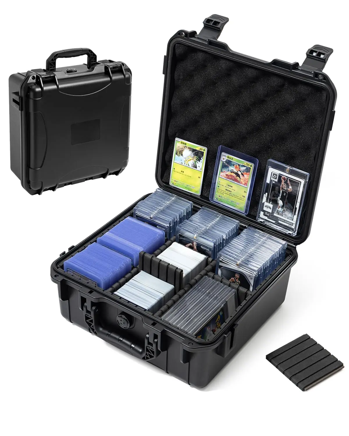 QINGUANG Toploader Storage Box for 3" x 4" 35pt Rigid Card - IP67 Waterproof Trading Card Case for Sports Cards with 6 Removable Dividers - Fits Top Loaders/Magnetic Card Holders (Holds 400+) - 1