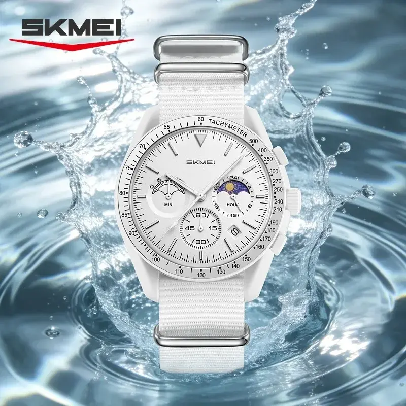 Relógio SKMEI 9392 com Pulseira de Nylon, Presentes, Relógio Feminino, Relógios de Quartzo com Cronógrafo, Masculino e Feminino, Data, 30M à Prova d'Água, Relógio de Pulso Esportivo, Moda