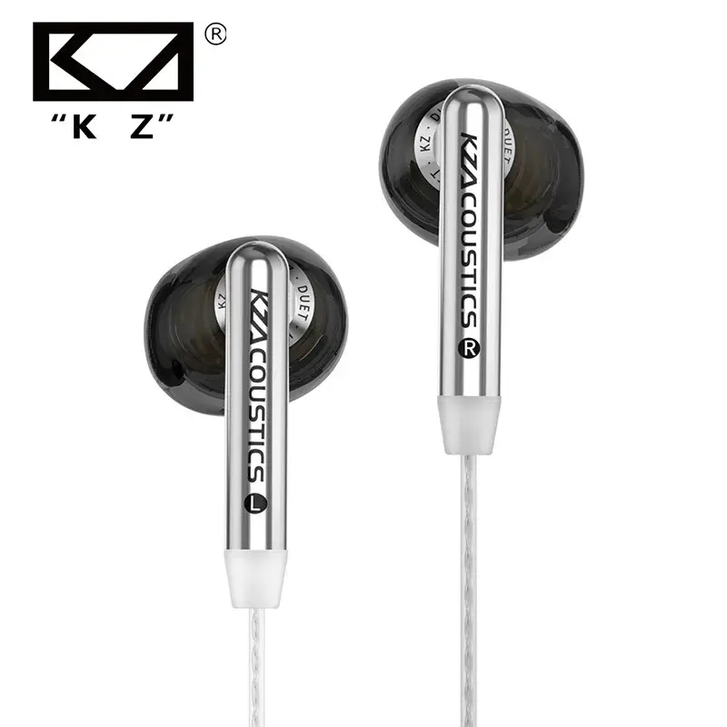 Kz duet quad core drivers dinâmicos duplos hi-fi fones de ouvido intra-auriculares com fio para jogos de música estéreo som de alta fidelidade fone de ouvido