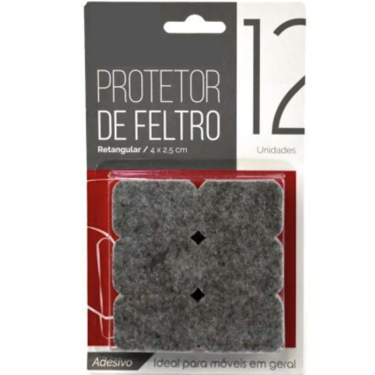 Kit 12 Feltro Adesivo Retangular 4x2,5cm – Protetor de Móveis, Sofá e Cadeira – Antirrisco, Antiarranhões, Antirruído – Proteção para Piso, Mesa, Porta, Parede e Madeira