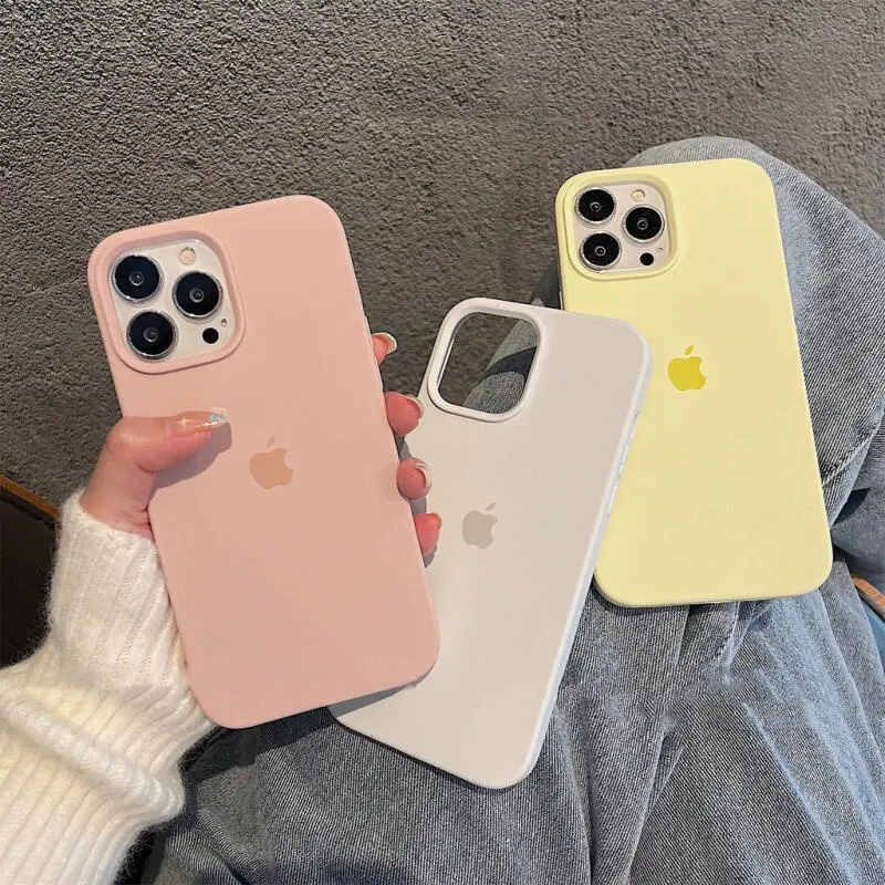 Capa Com Logotipo De Silicone Líquido Para iPhone 18 17 16 15 14 13 12 11 Pro Max Capas Macias Originais