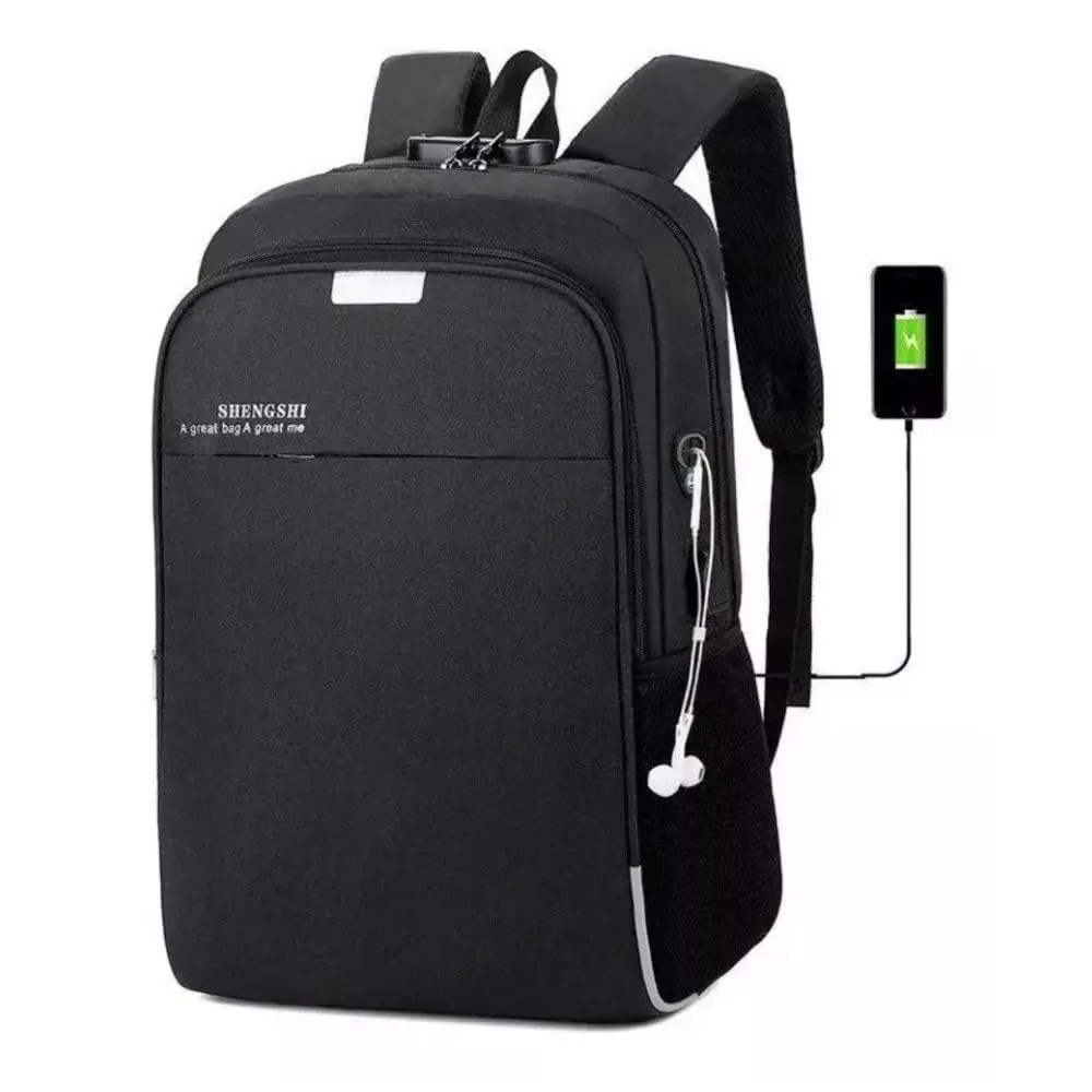 Mochila Executiva Antifurto para Notebook 15,6″ com Cadeado Embutido, Porta USB e Saída Fone – Resistente à Água, Reforçada, Confortável, Ideal para Viagem, Trabalho e Faculdade