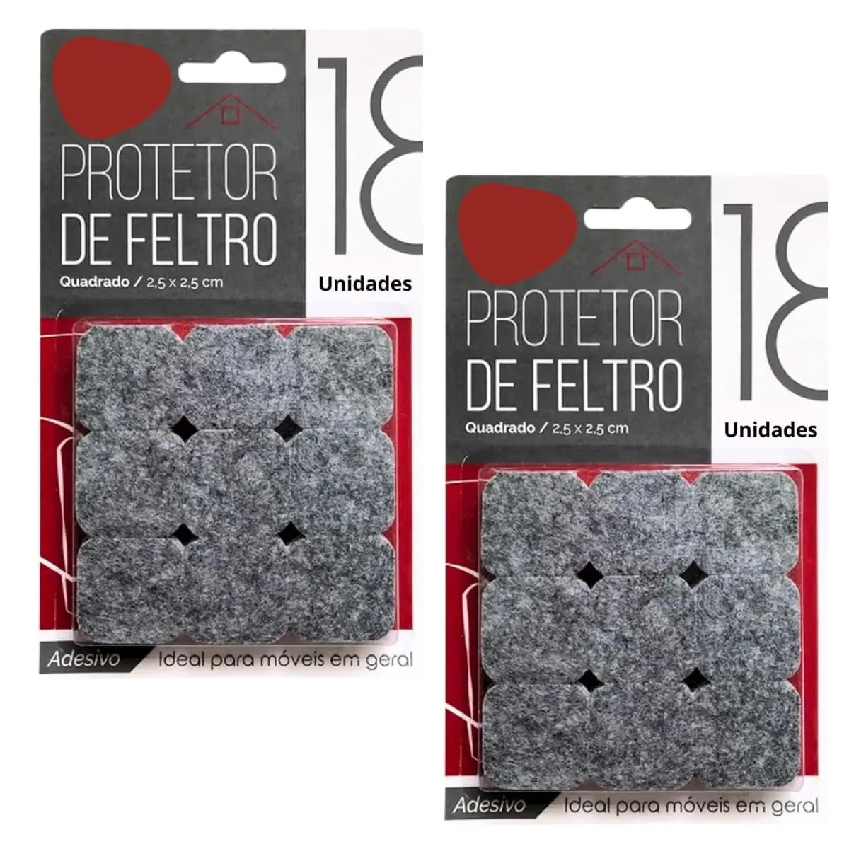 Kit 36 Peças Feltro Adesivo Protetor de Móveis e Cadeiras – Autoadesivo, Resistente, Deslizante, Antirrisco, Quadrado, Médio – Para Cadeiras, Sofás, Mesas