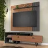 rack com painel para tv até 65 polegadas valencia manchester e grafite 180 cm - Marrom