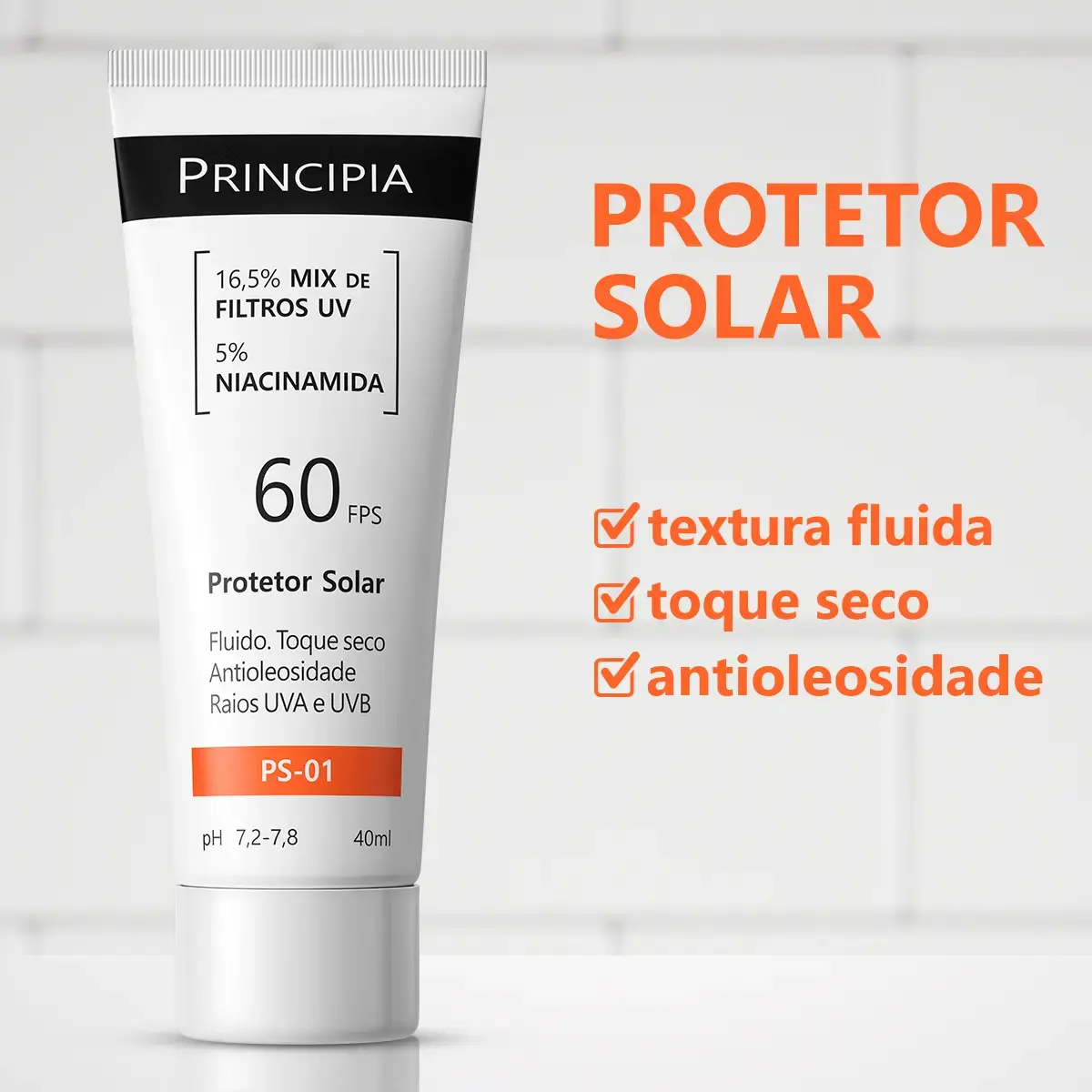 Principia PS-01 Protetor Solar Facial FPS 60 40 ml thumbnail 2
