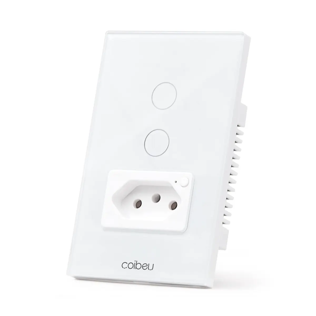 Interruptor Inteligente WiFi com Tomada, Interruptor Smart Sem Fio Doméstico Multifuncional, Controle Remoto de Eletrodomésticos Por Celulares, Branco, 2 Botao, com neutro - 1