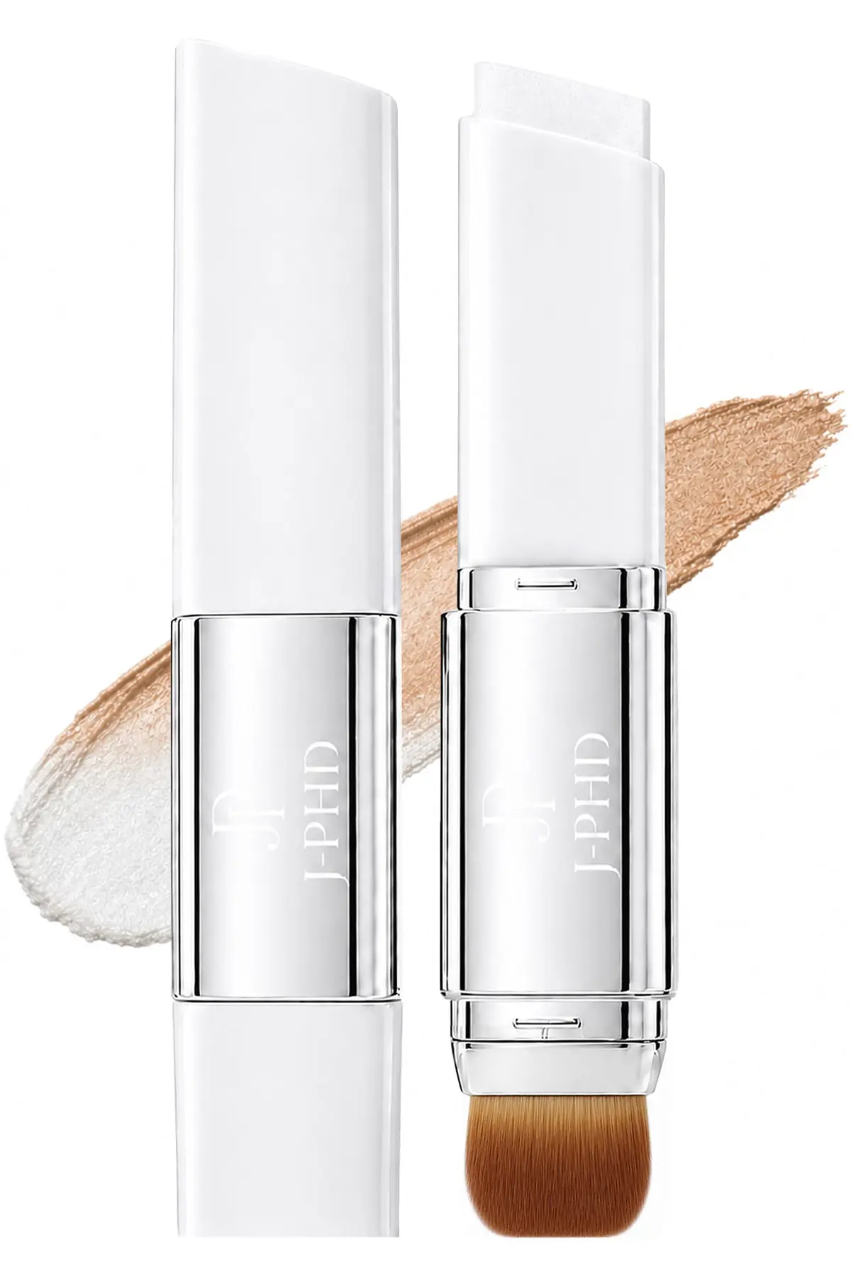 Bastão de base 2 em 1 branco coreano que muda de cor com pincel, base em bastão de creme, maquiagem hidratante de longa duração, corretivo de cobertura leve, para todos os tipos de pele (nº 03)