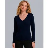 Sueter Feminino Manga Longa Decote V 99231 Azul Marinho 206oz