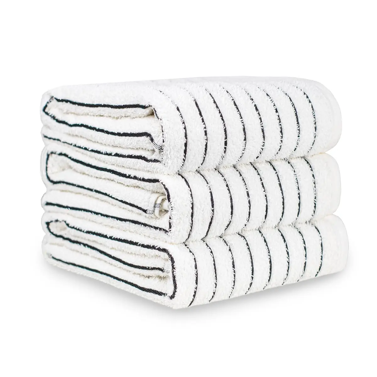 Kit 03 Toalha de Banho Grossa Praia Hotel 440g/m² Costura Dupla Reforçada (Preto)