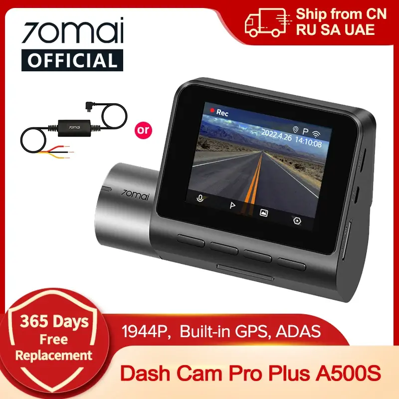 70mai a500s gravador carro dvr câmera frontal a500s 1944p visão noturna 70mai dash cam pro plus embutido gps wifi suporte câmera traseira
