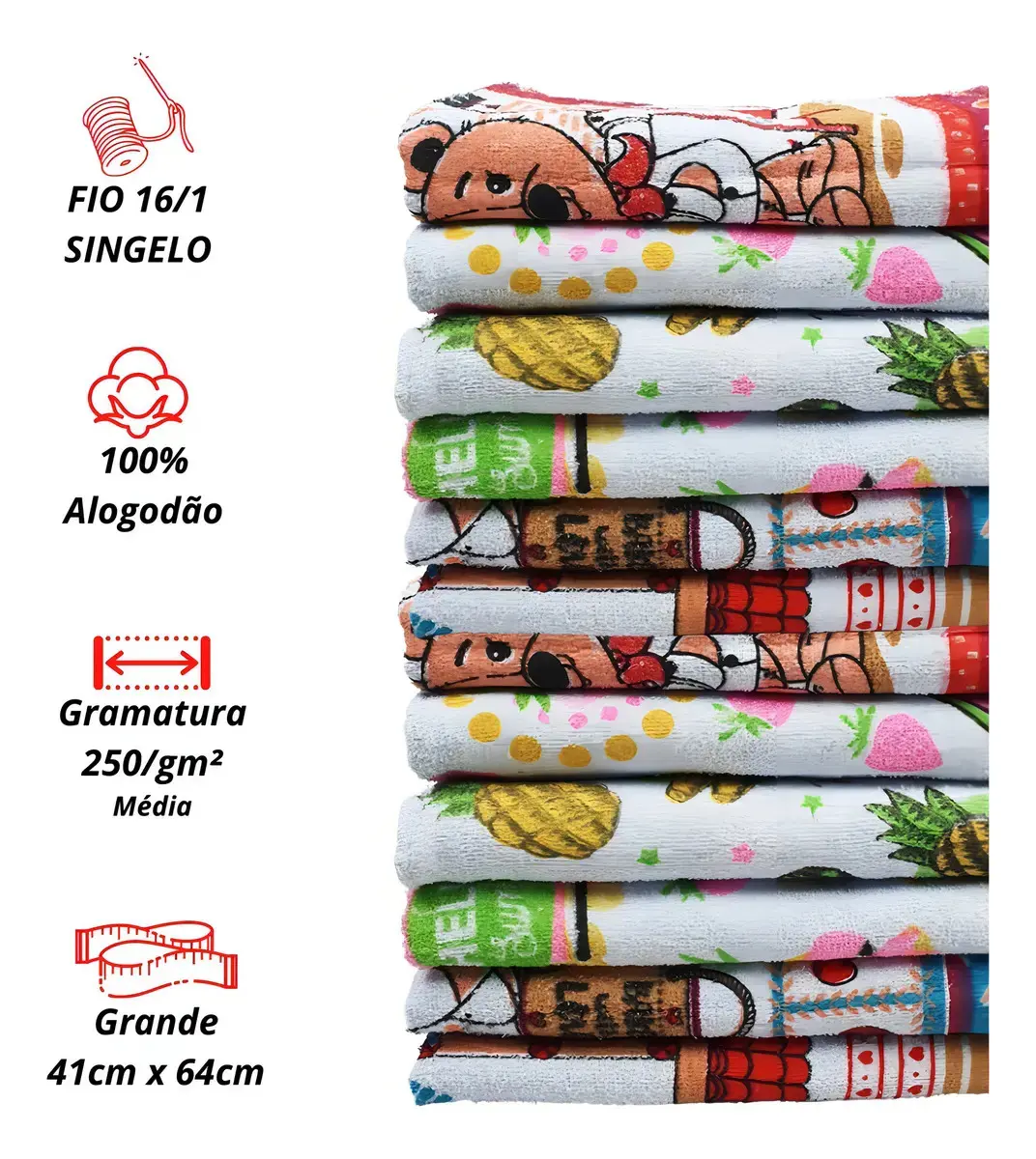 Kit 30 Pano De Copa Prato Estampado Felpudo 41x64cm Grande thumbnail 4