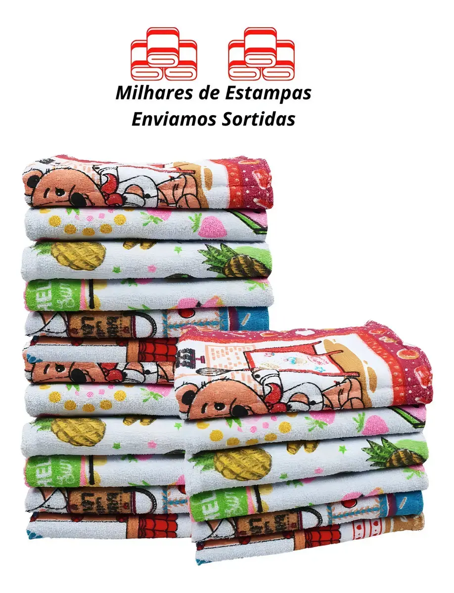 Kit 30 Pano De Copa Prato Estampado Felpudo 41x64cm Grande thumbnail 6