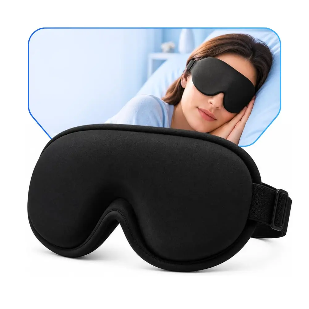 Máscara de Dormir Facial 3D Anatômica com Bloqueio de Luz | Alça Ajustável, Espuma Macia, Blackout Total