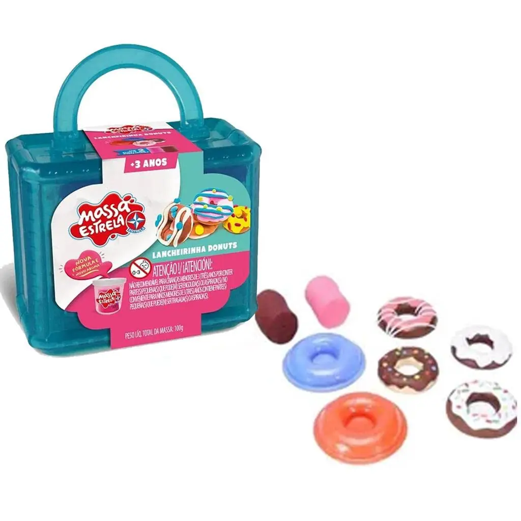 Super Massa Lancheirinha de Donuts, Estrela | Acima de 3 Anos, Maleta Organizadora, Modelagem Criativa, 100g de Massa, Inclui Acessórios - 1