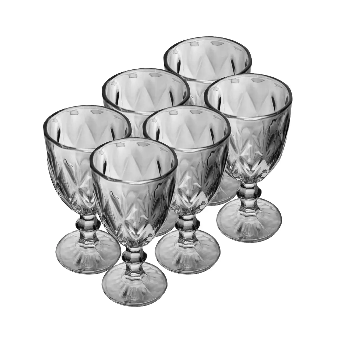 LYOR - Conjunto de 6 Taças de Vidro para Água Diamond 325ml Cinza Metalizado - Mesa Posta - Itens para Casa - Utensílios de Cozinha - Enxoval - Casamento - Decoração - Utilidades Domésticas - 1